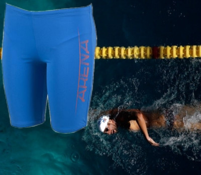 Arena Jungen Badehose Imprint JR Jammer Schwimmhose Blau/Mango Orange 116 cm