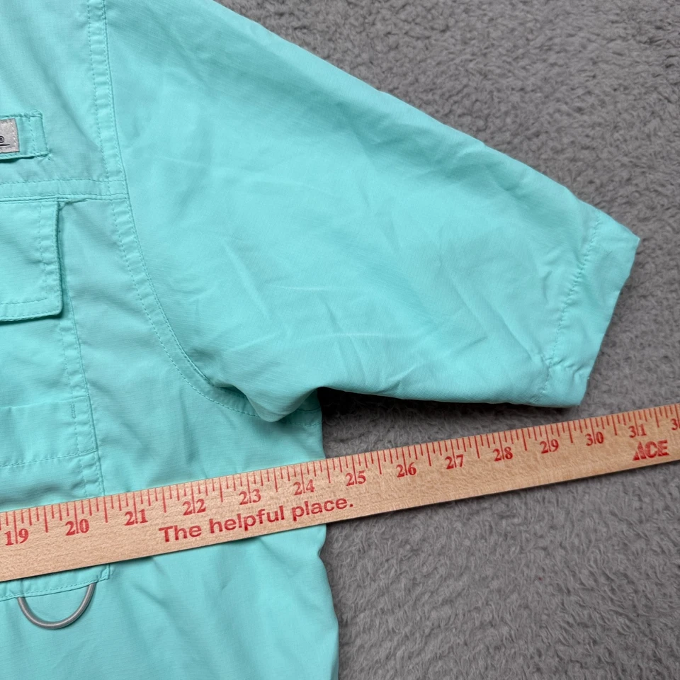 Habit Fishing Shirt Mens Large Blue Solar Factor Short Sleeve Button Up Vented - Image 4 of 4