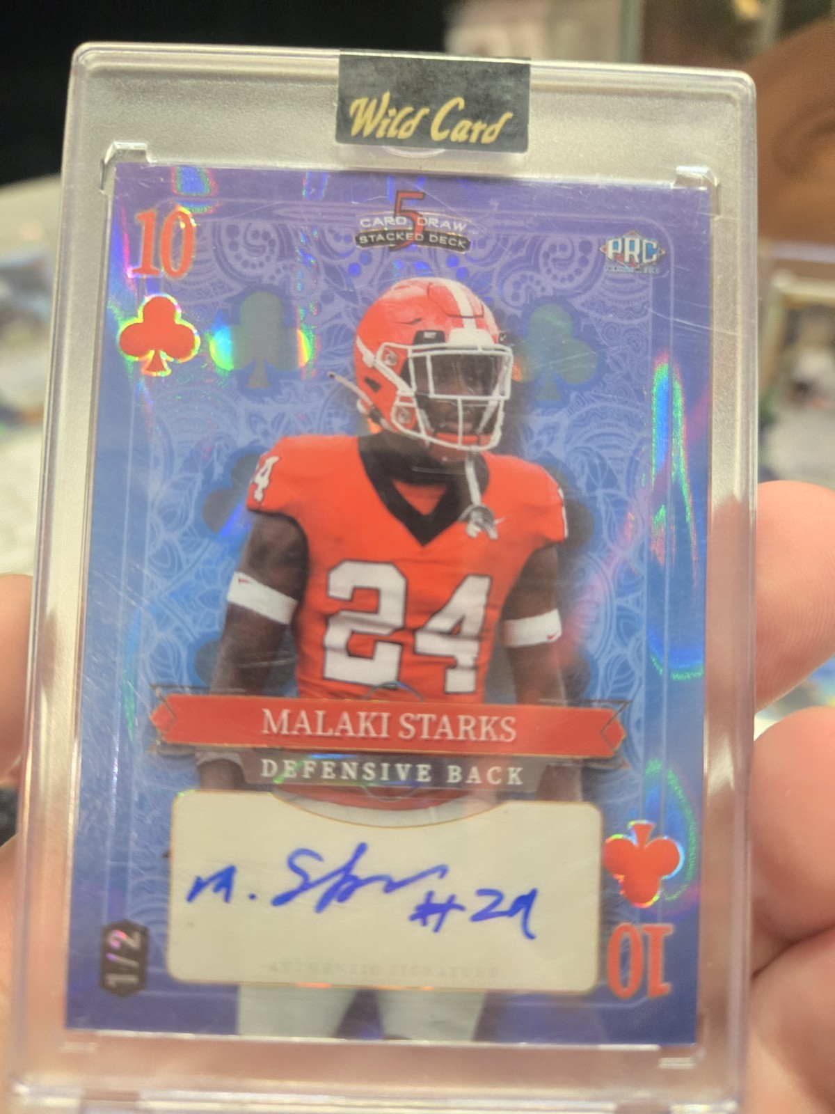 24 Wild Card 5 Card Draw Stacked Deck Jumbo Ten of Diamonds Malaki Starks #/2 RC