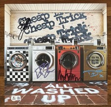 BAND SIGNED CHEAP TRICK ALL WASHED UP COVER ART CARD & VINYL LP BECKETT BAS COA