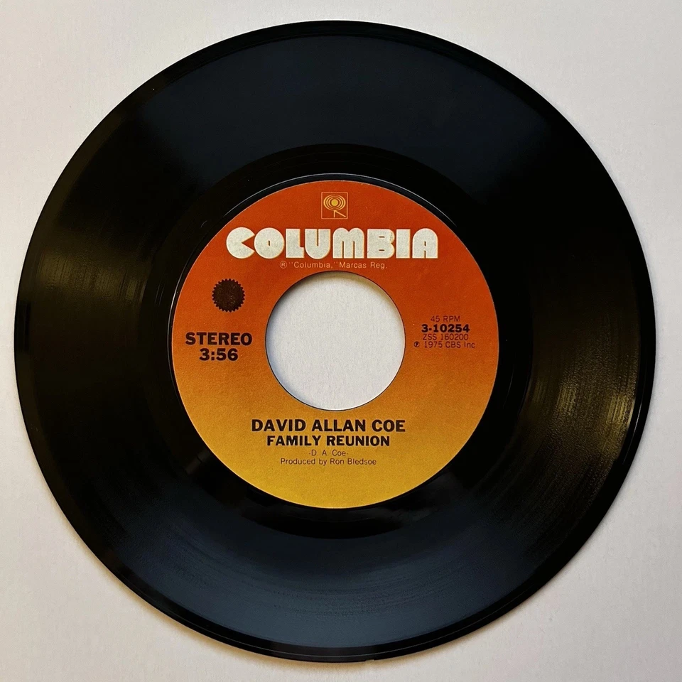 David Allan Coe - Longhaired Redneck 1975 Columbia 45 rpm 3-10254 - Image 2 of 4