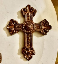 Toscano BaroqueChristian Cross Wall Hanging Decorative Brown Religious Decor 9”