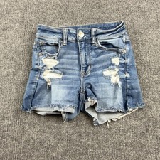 American Eagle Outfitters Shorts Womens 0 Blue Denim Distressed Cutoff Raw Hem