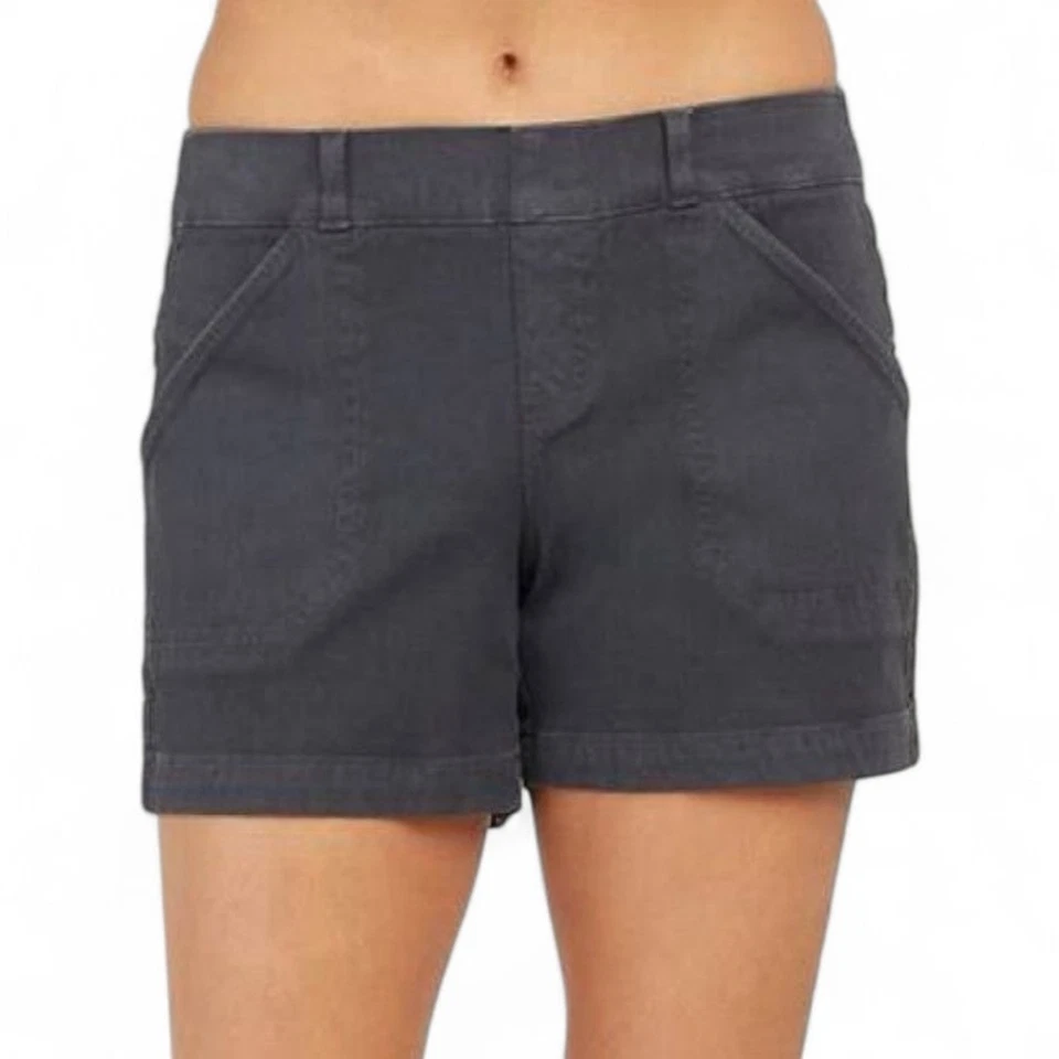 Spanx Stretch Twill A-Line Utility Shorts Gray Pull-On Style Sz L - Image 2 of 4