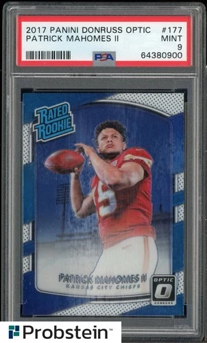 2017 Donruss Optic #177 Patrick Mahomes II RC Rookie Chiefs PSA 9 MINT