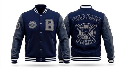 Custom Baseball Varsity Jacket Personalized Name Letterman Jacket Wool & Leather