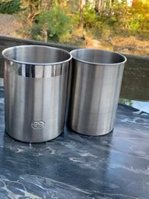 Lot 2 Kitchen Round Counter Utensil Holders Calphalon AMCO Stainless Steel 6.5"