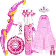 Kids Bow and Arrow Set Toys for Girls, LED Light up Archery Bow Set with Princes