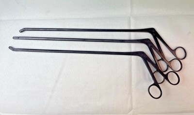 Set of 3 Wiggins Medical 5mm x 9'' Black Fenestrated Jaw w/ Teeth IVD Rongeurs