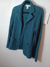 Appleseed Women's Dark Teal Merino Wool Acrylic Blend Cardigan Pre-owned Size S