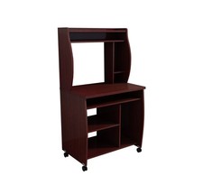Microwave cart computer cart utility cart with hutch shelves spice rack mobile