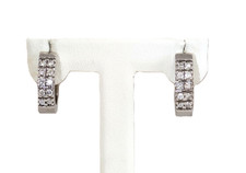 14K White Gold & Diamond Earrings 3/4" Diameter