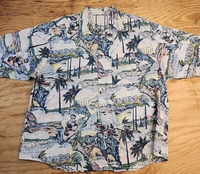Vintage Hwy 1 All Over Aloha Beach Print Short Sleeve Button Front Shirt Mens 3X
