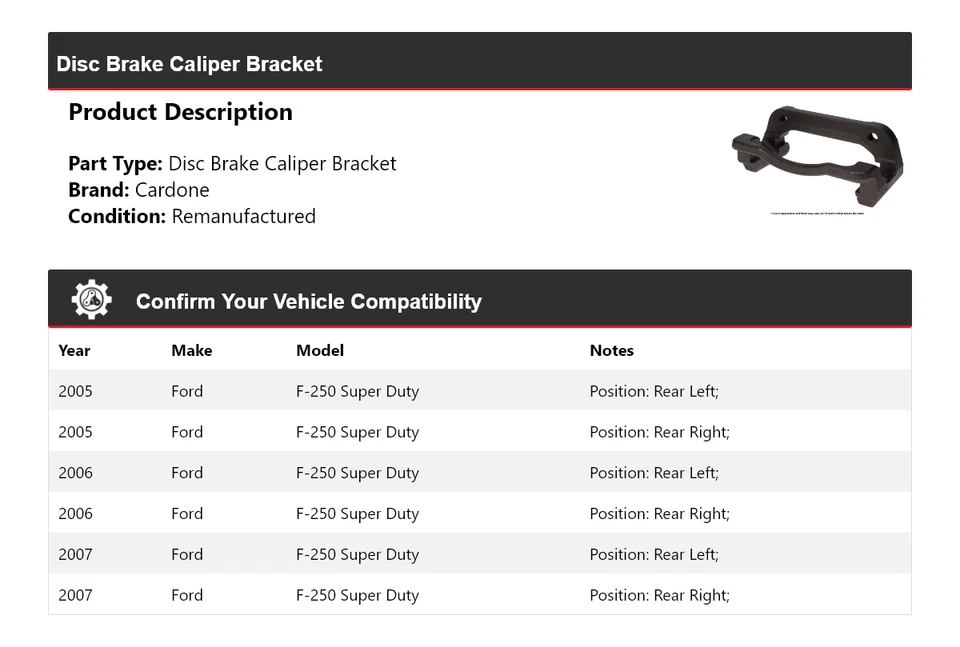 Soporte de pinza de freno de disco Cardone 2006 para Ford F-250 Super Duty 2005-2007 Foto 2 de 4