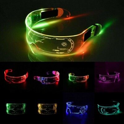Fashion 7Colors Clear LED Flashing Light Up Visor Glasses Rave Party Bar Club