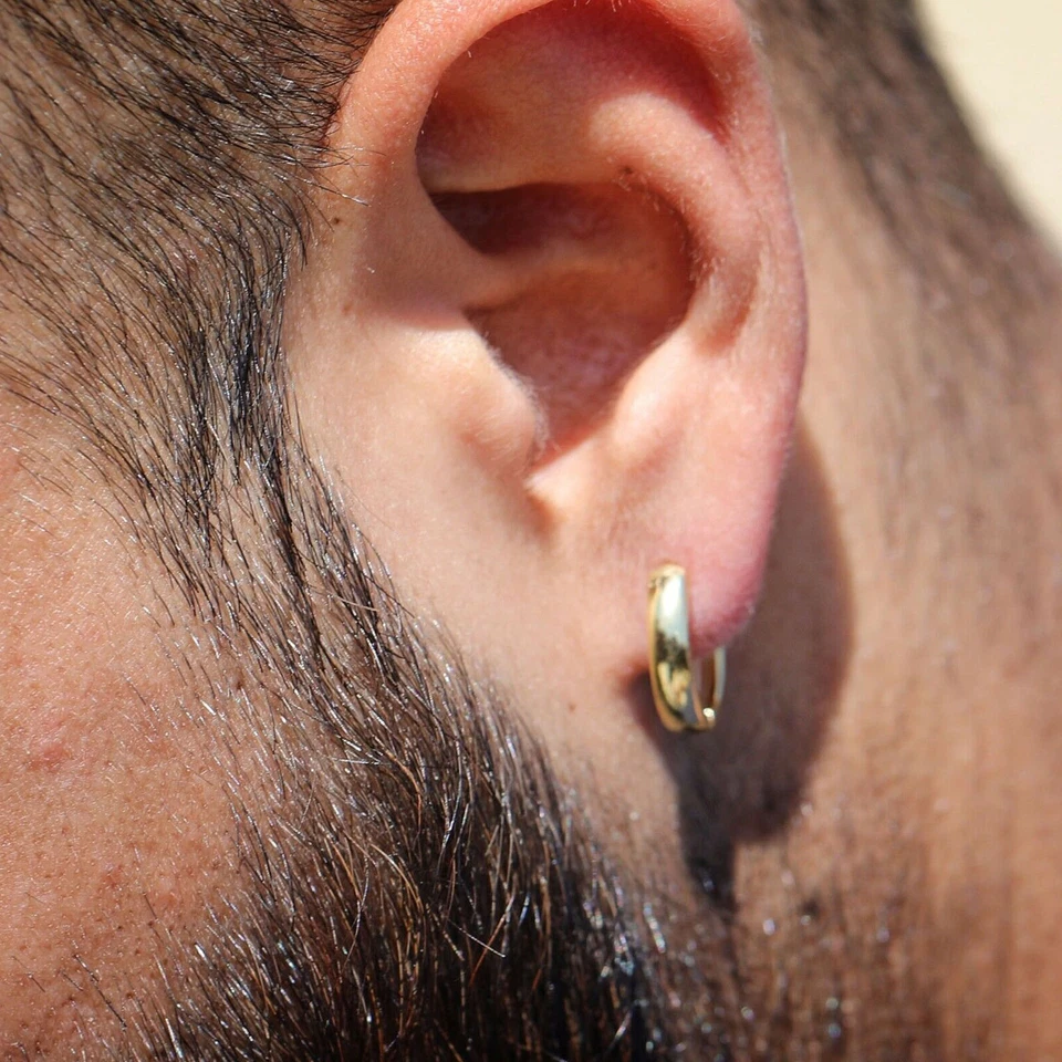 5-9mm Real s925 Sterling Silver Solid Classic Thick Hoop Huggie Earring Stud - Image 2 of 4