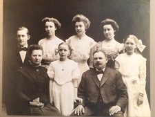 1900 s Young Lady School Girls FAMILY OF 8 CABINET CARD PHOTO Antique Vintage