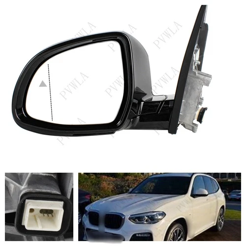 White Painted 5-Pin Mirror Assembly Left Side for Bmw X3 G01 G08 2018-2021