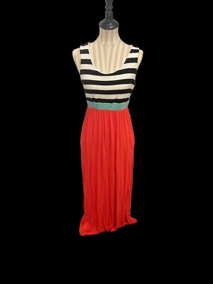 ELOGES long multicolored Striped Maxi Dress Size M-L w/ pockets Summer sundress