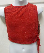 Girls shirred side red glitter slinky top girls 8-10C Body Wrappers 83