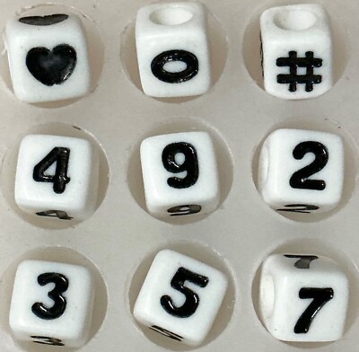 100 Stück Hochwertig Weiß Einzel Nummer Quadratisch Perlen Of 6 & 7 MM,