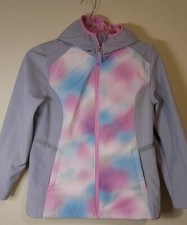 FREE COUNTRY Softshell Jacket Girls Size 14/16 Full Zip Water Resistant Rainbow