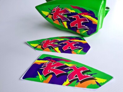 Kawasaki KX60 Full Reproduction Decal Kit INC white warning label