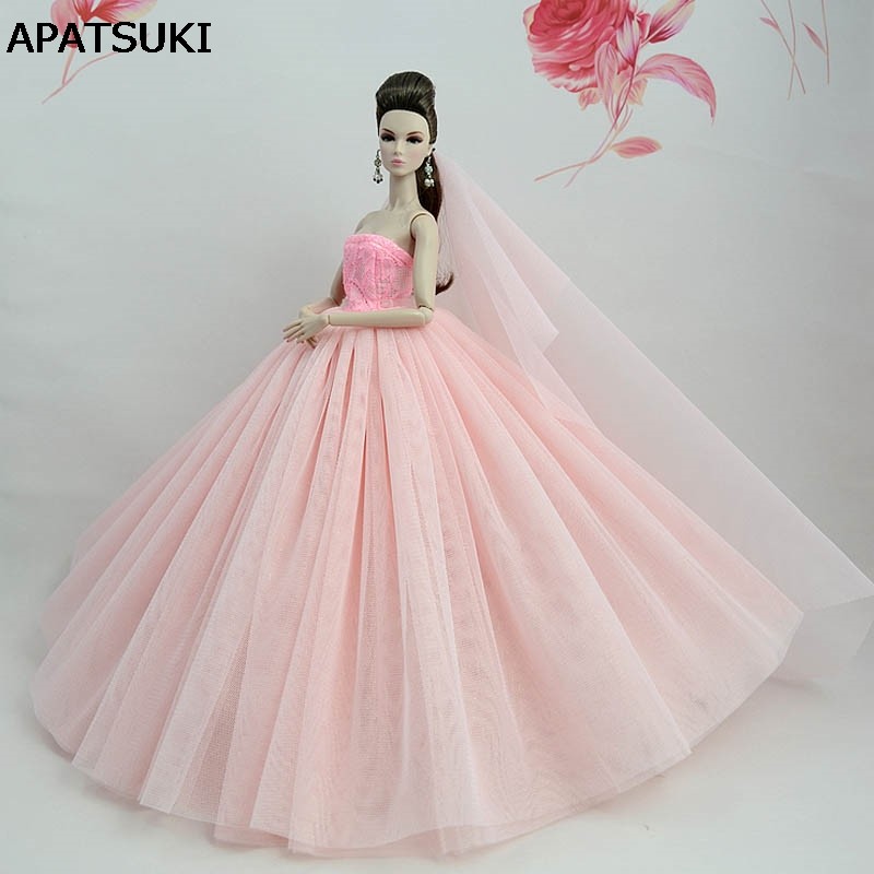 Light Pink Doll Dress For 11.5inch Doll Clothes Evening Gown
