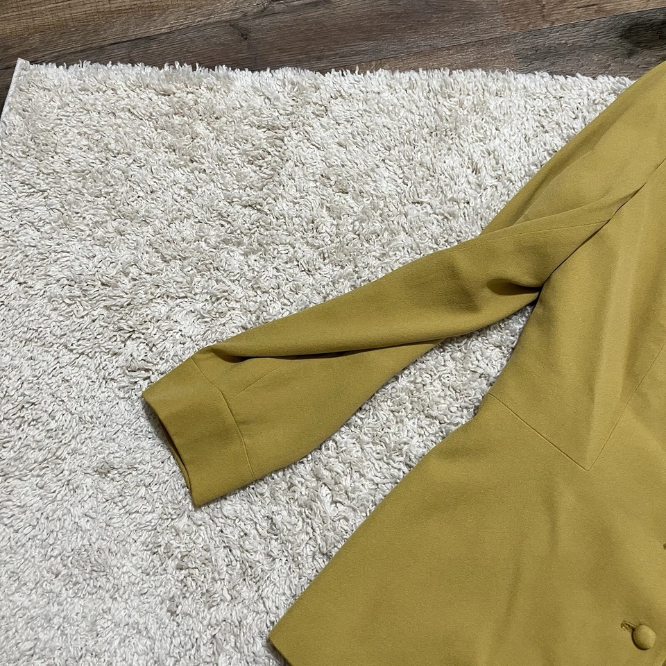 Blazer vintage Saville 4 amarillo mostaza 100 % seda con muescas solapa Foto 4 de 4