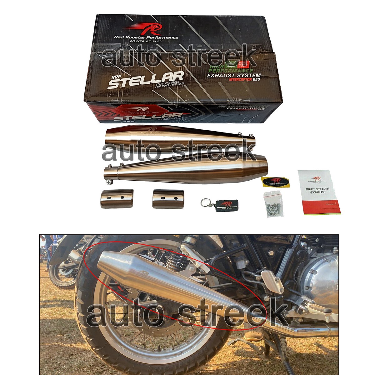 Fit For Royal Enfield GT Continental 650 Red Rooster SS Exhaust