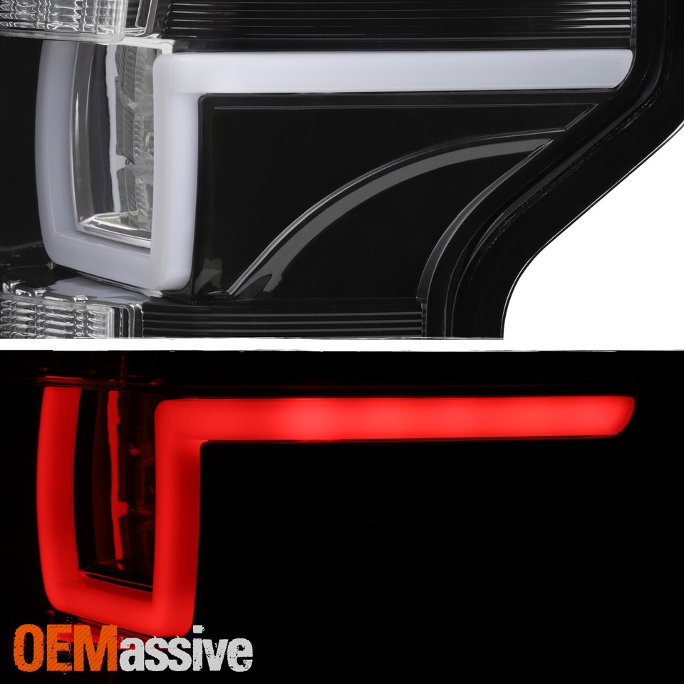 For 1520 Ford F150 [Dual ULED Tube] Tail Light Rear Brake Lamp Black