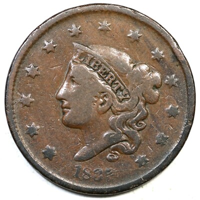 1835 N-19 R-5 Head of 36 Matron or Coronet Head Large Cent Coin 1c