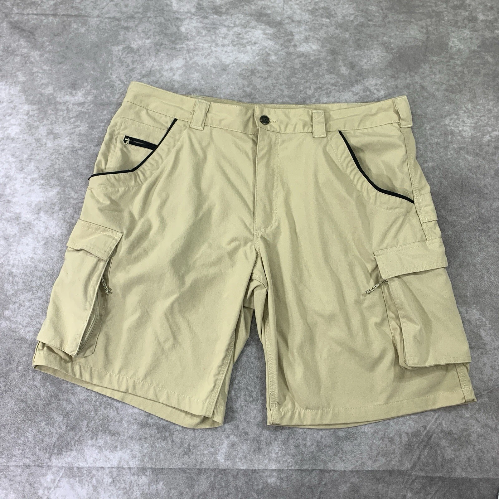 Gravel Gear Shorts Mens 38 Beige Cargo Stretch Nylon 10" Inseam