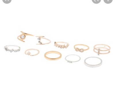 Claire's Silver Tone Gold Mix Metal Rhinestone Crystal Multipack