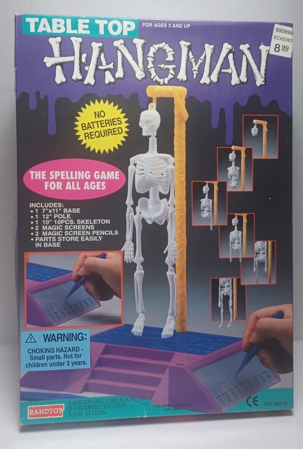 Vintage Table Top Hangman Spelling Game COMPLETE - by RandToy