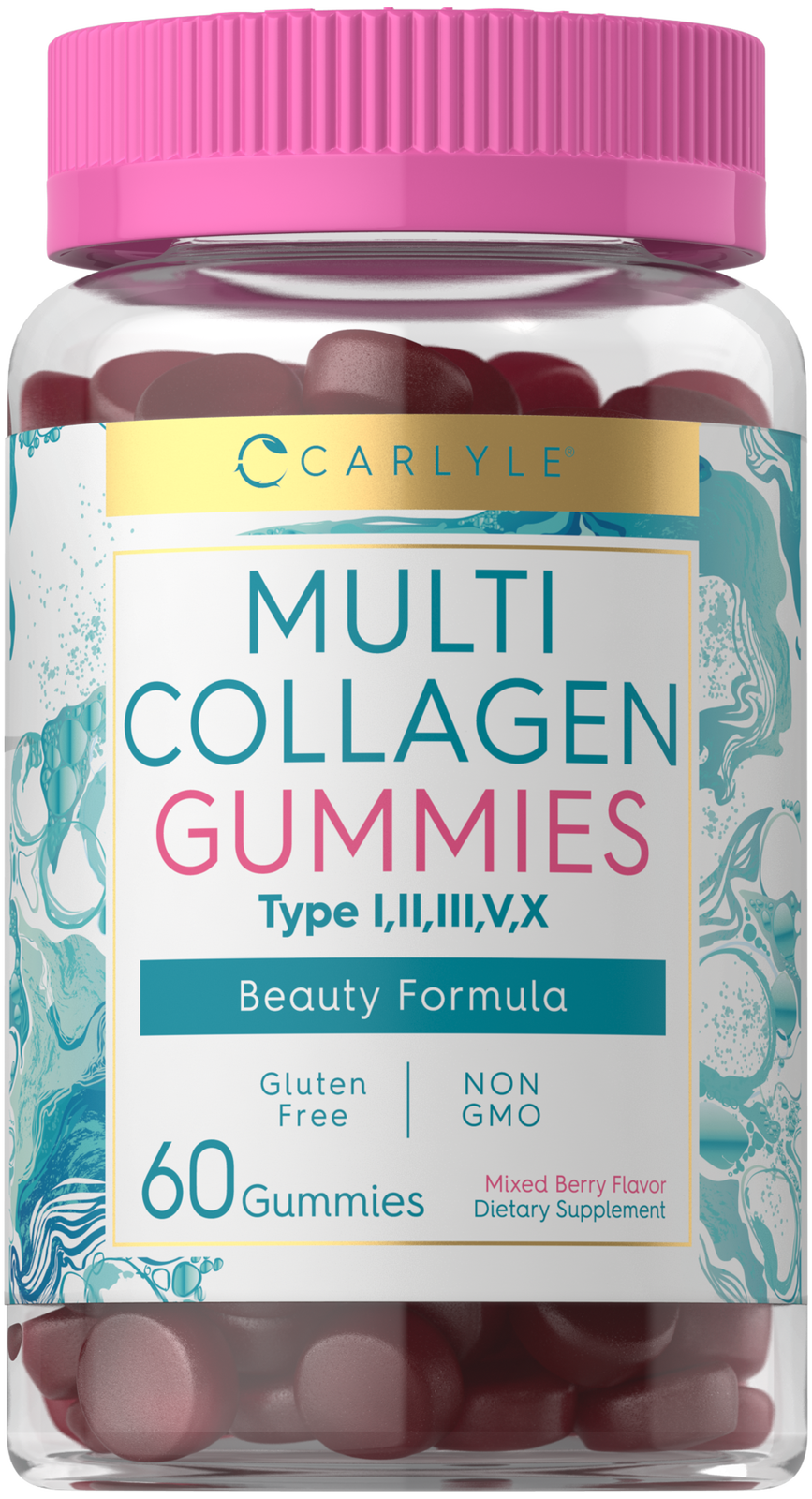 Collagen Gummies | 60 Count | Multi Collagen Complex | Berry Flavor | by Carlyle