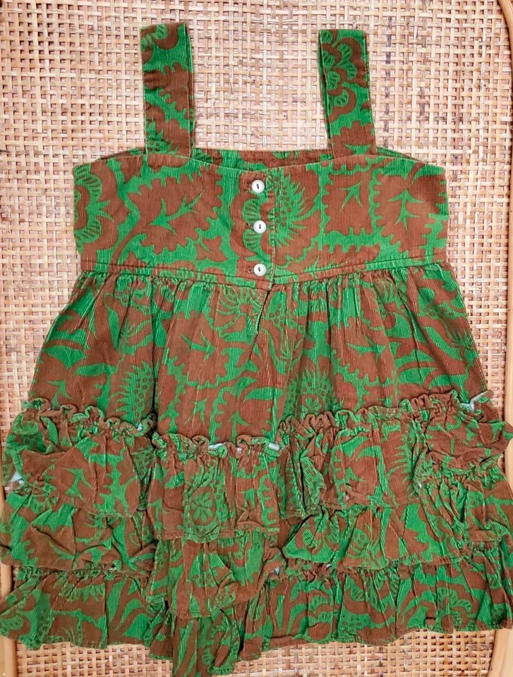 Persnickety Vintage Girl's Cord Jumper Dress Green Autumn Leaf Size 4 (16000) - Image 3 of 4
