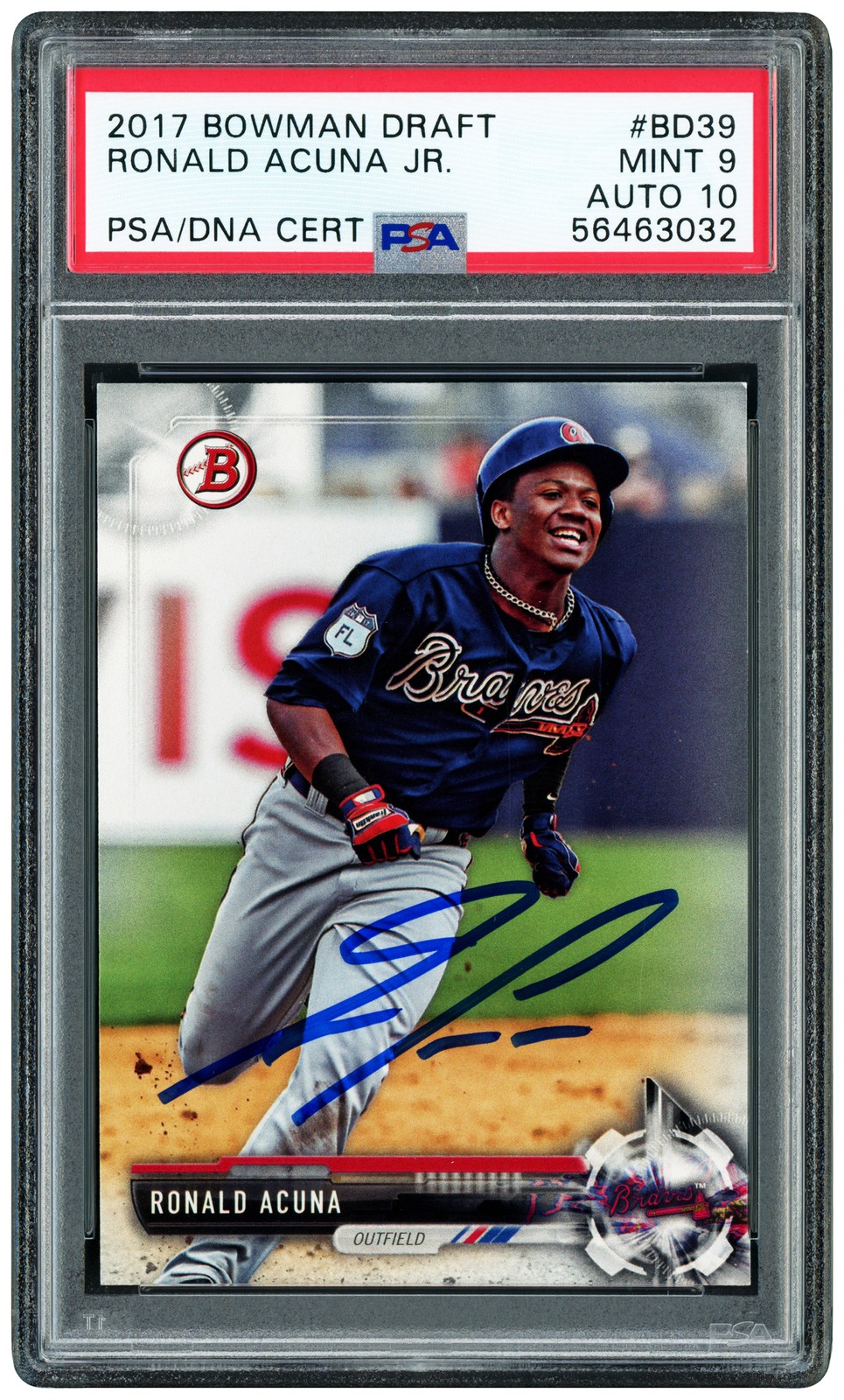 Ronald Acuna Jr. Auto 2017 Bowman Draft RC BD39 Braves PSA 9 Auto GM 10 PSA/DNA