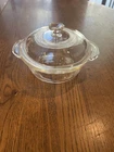 FIRE KING 1 PINT CASSEROLE DISH WITH LID HANDLES GLASS CLEAR
