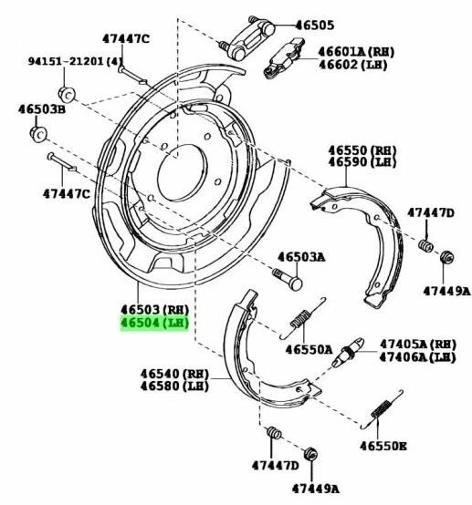 TOYOTA Genuine OEM LH Parking Brake Plate Sub-Assy 46504-60361