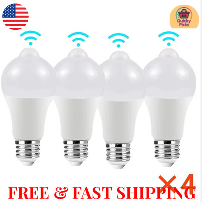 4x Dusk to Dawn E27 PIR Motion Sensor Lamp 12W LED Bulb Light Infrared Motion