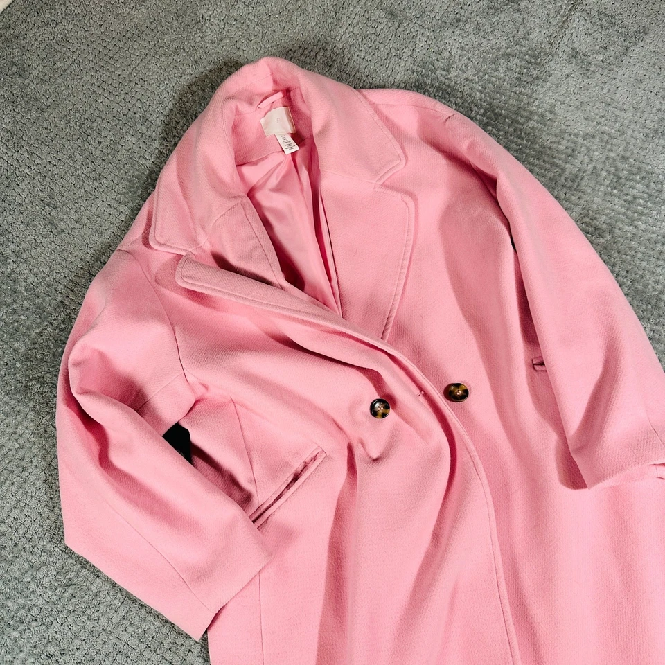 H&M Light Bubblegum Pink Warm Double Breasted Cozy Trench Coat WXL Full Length - Image 2 of 4