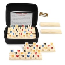 Rummy Cube 6 Player Edition with 6 Wooden Racks/Trays, 160 Large 6 Players