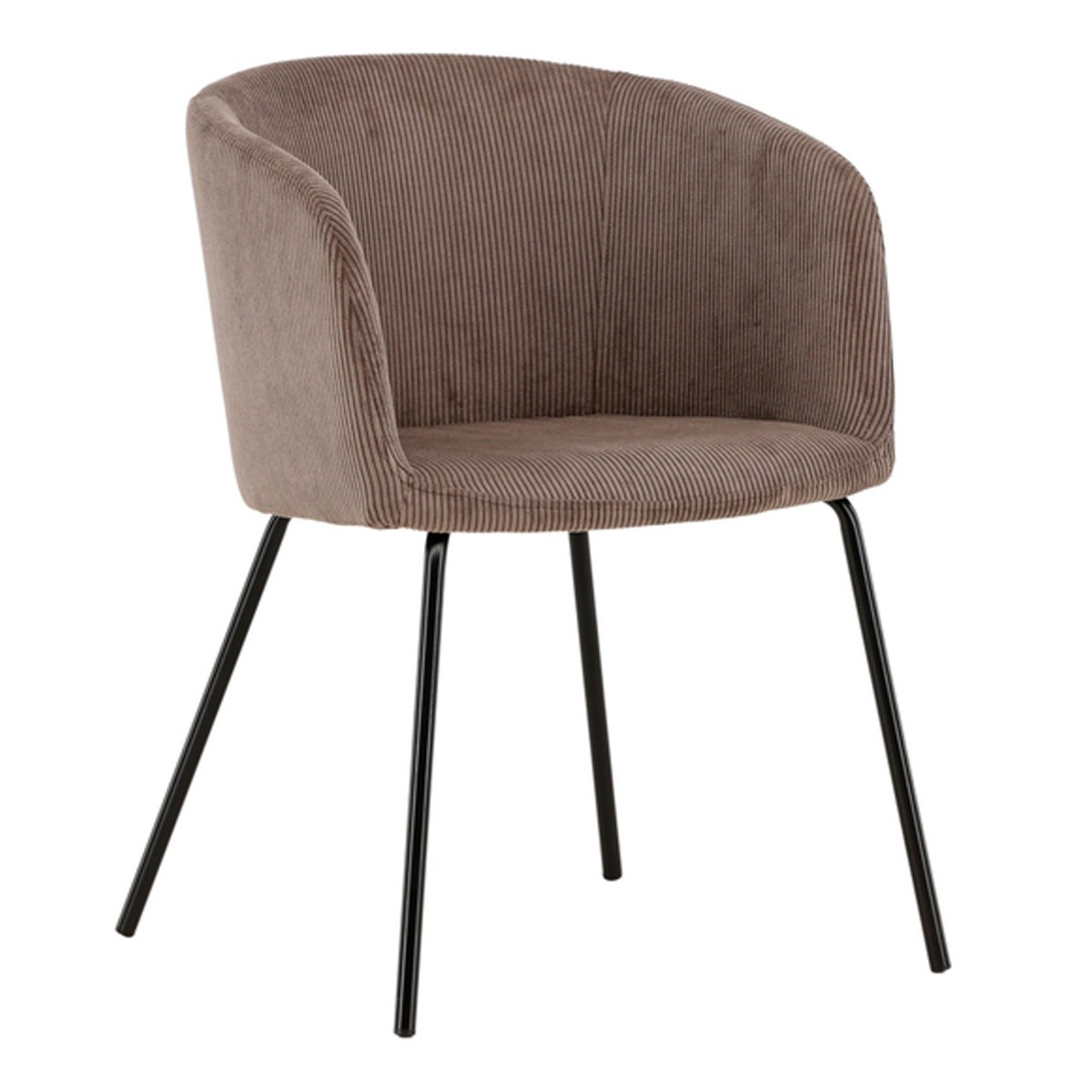 Chaise en velours côtelé de qualité Berit marron au style rétro