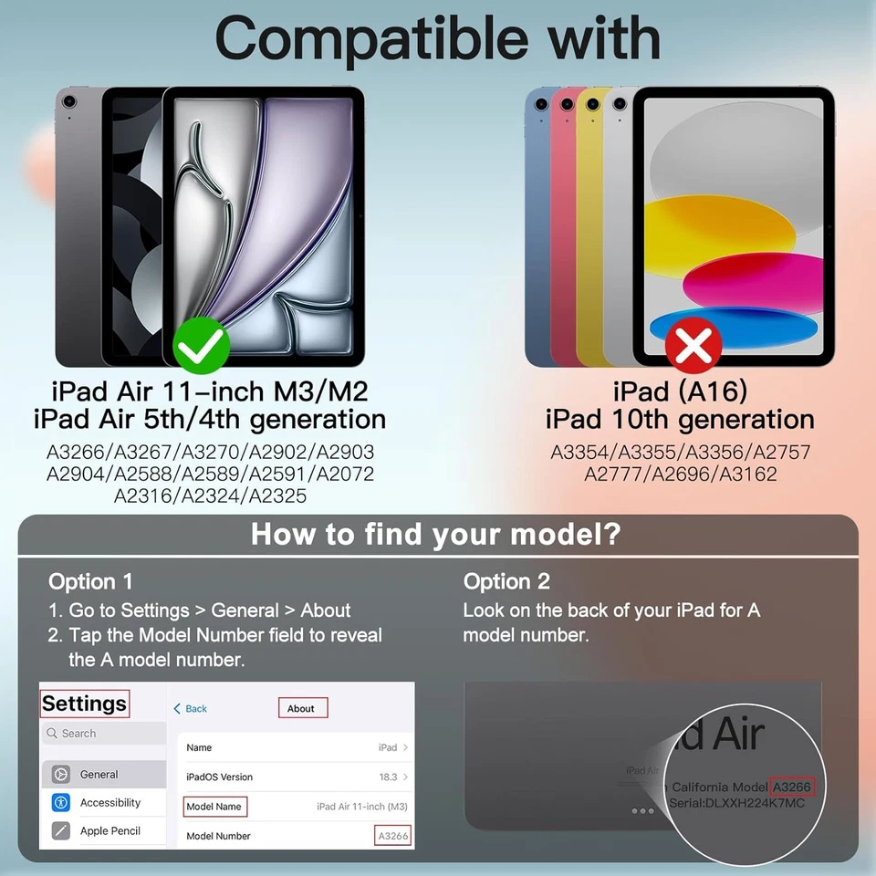 JETech Case for iPad Air 11-Inch M3/M2 (2025/2024), 5/4 White  - Image 2 of 4