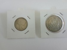 Canada Moneta 25 Cents+ 50 Cents Anni 60 Argento 800