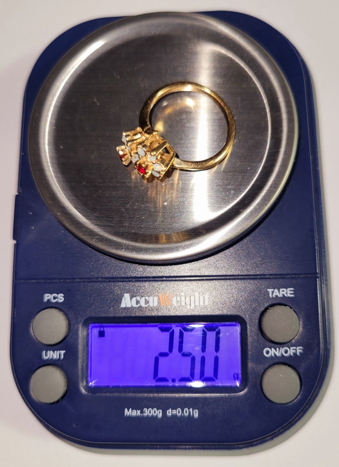 2 Flowers Ruby Red & Clear Rhinestone 18K HGE Gol… - image 8