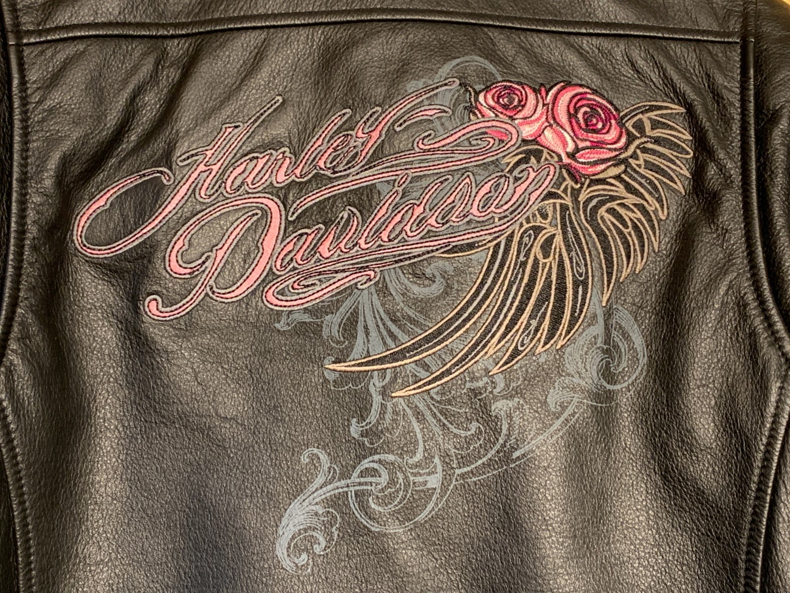 Harley Davidson S BLOOMING SUN Pink Label ROSE WINGS Leather Jacket 97057-11VW image 5