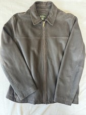 VINTAGE Eddie Bauer Leather Jacket Mens LT Medium Brown Full Zip Bomber Outdoor