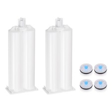 2pcs 50ml 1:1 Epoxy Gun Adhesive Cartridge 115mm PP Dual Cartridge White Piston